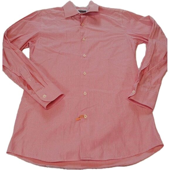 Men's Tattersall London Red Button Down Long Sleeve Shirt  Size 15 (32/33) - Picture 1 of 14